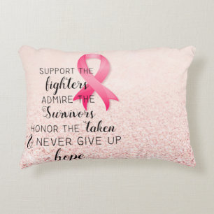 Cojín Decorativo Cita Inspiradora Conciencia del Cáncer de Mama Esp