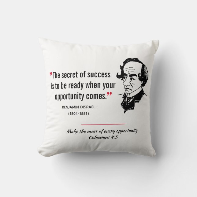 Cojín Decorativo Cita Inspiradora de BENJAMIN DISRAELI (Anverso)