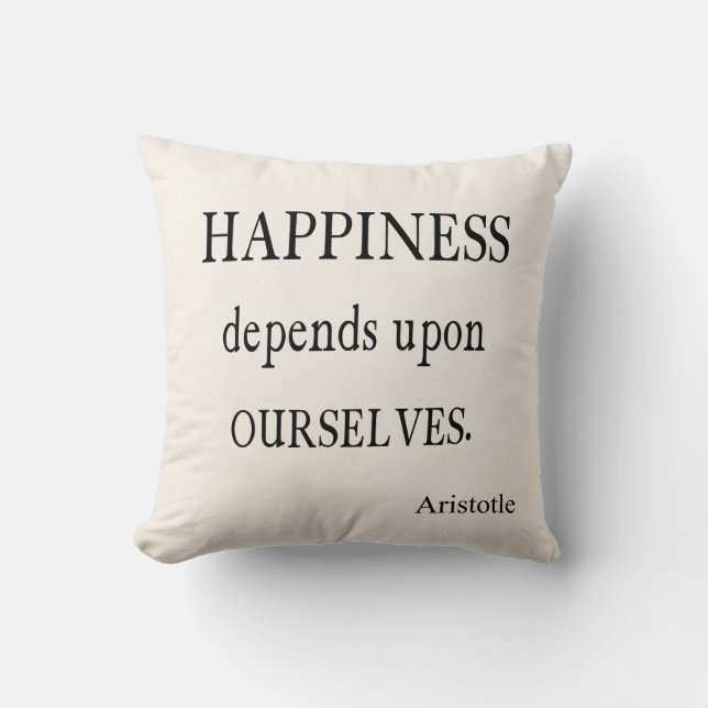 Cojín Decorativo Cita inspiradora de la felicidad de Aristóteles (Anverso)