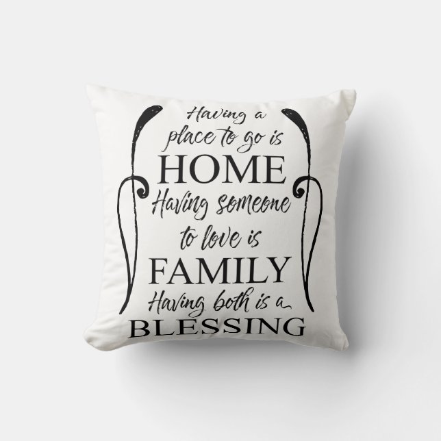 Cojín Decorativo Cita inspiradora sobre el hogar - Familia - Bendic (Anverso)