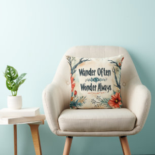 Cojín Decorativo Cita inspiradora : Wander A Menudo, Wonder Siempre