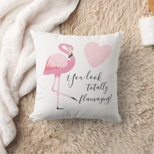 Cojín Decorativo Cita linda de flamenco Totalmente flamante rosa bl