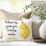 Cojín Decorativo Cita moderna divertida de limón amarillo<br><div class="desc">Cita moderna divertida de limón amarillo</div>