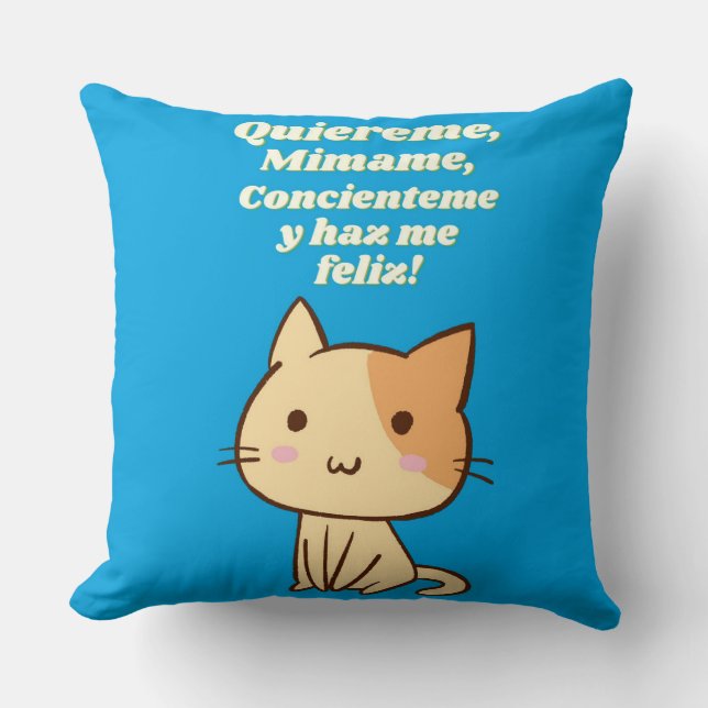 Cojín Decorativo Cita quiereme mimame y hazme feliz (Anverso)