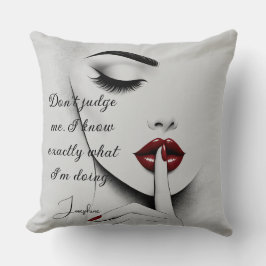 Cojín Decorativo Cita Sassy Personalizada Labios Rojos Belleza Glam