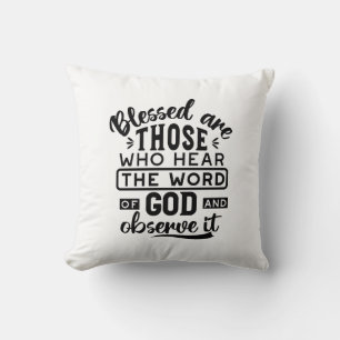 Cojín Decorativo Citas de Benditos los que oyen la Palabra de Dios
