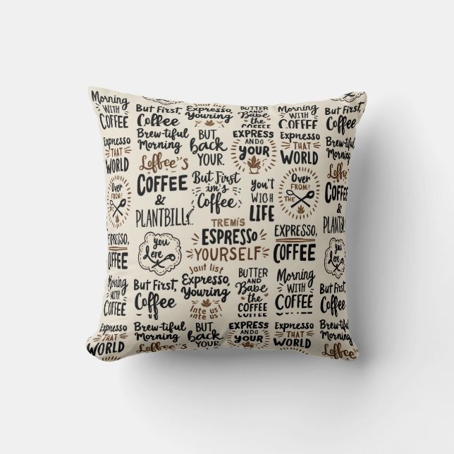 Cojín Decorativo Citas de café manuscritas (Anverso)