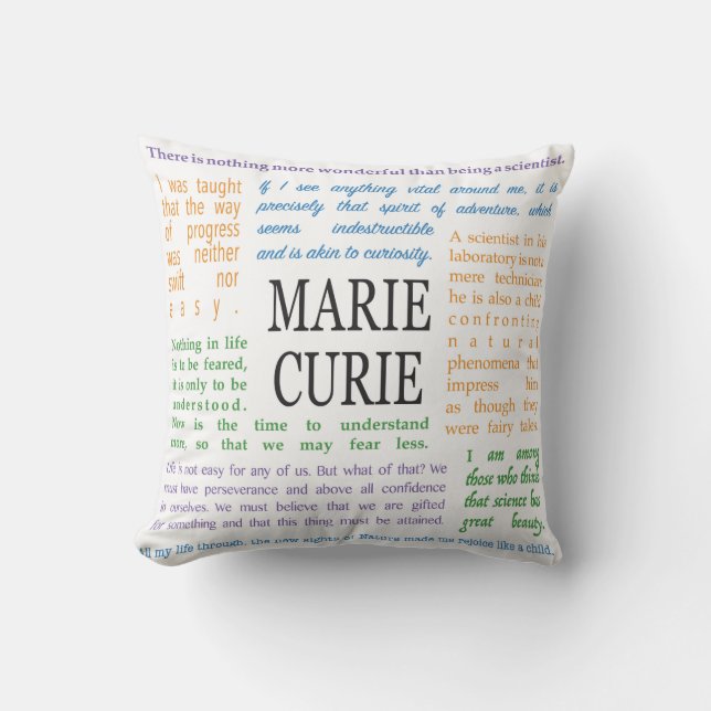 Cojín Decorativo Citas inspiradoras de Marie Curie (Anverso)