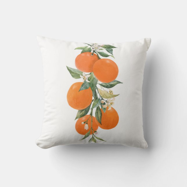 Cojín Decorativo Cítricos acuarelas frutos naranja limón (Anverso)