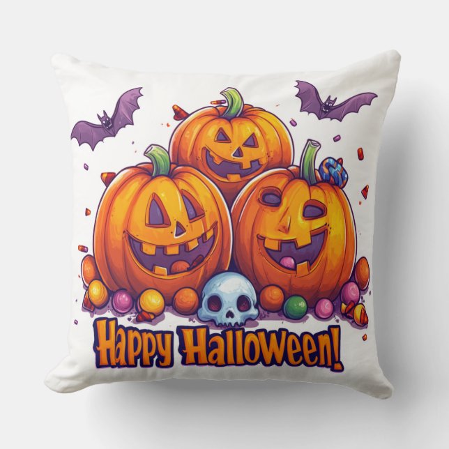 Cojín Decorativo Citrouilles Halloween mignonnes 🎃 et bonbons colo (Anverso)