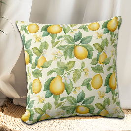 Cojín Decorativo Citrus de flores de limón mediterráneo