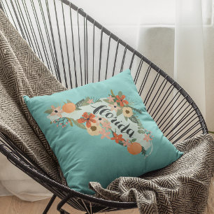 Cojín Decorativo Citrus Floral Florida Estado Silhouette