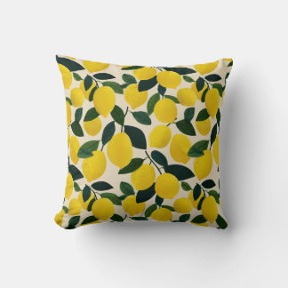 Cojín Decorativo Citrus Fruit Lemon Pattern Yellow Mediterranean