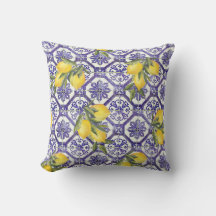 Citrus Lemon Blue Portugal Tile Mediterráneo