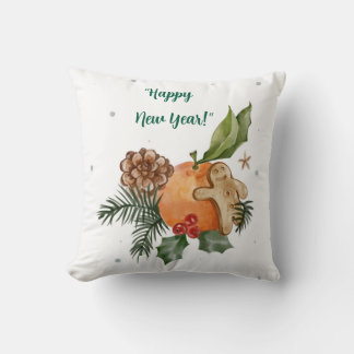 Cojín Decorativo "Citrus y dulce acuarela de Año Nuevo"