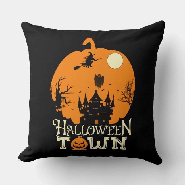 Cojín Decorativo Ciudad de Halloween (Anverso)