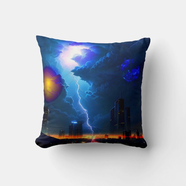 Cojín Decorativo Ciudad Espacial Cuatro (Anverso)