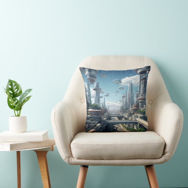Cojín Decorativo Ciudad futurista (Silla)