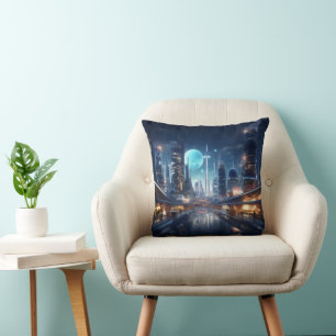 Cojín Decorativo Ciudad futurista de noche