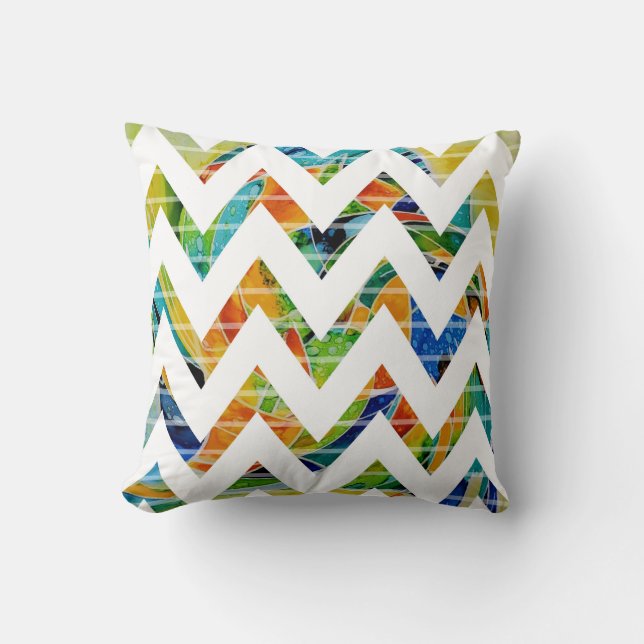 Cojín Decorativo Cizzag geométrico reversible a floral (Anverso)