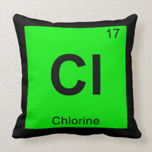 Cojín Decorativo Cl - Símbolo de tabla periódica de química clorina