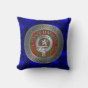 Cojín Decorativo Clan Cumming Escudo y Tartan Knot on Thistle