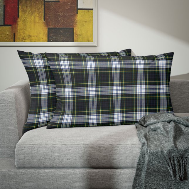 Cojín Decorativo Clan de plástico Gordon Tartan Green White Check (Plaid Clan Gordon Tartan Green White Accent Pillow)