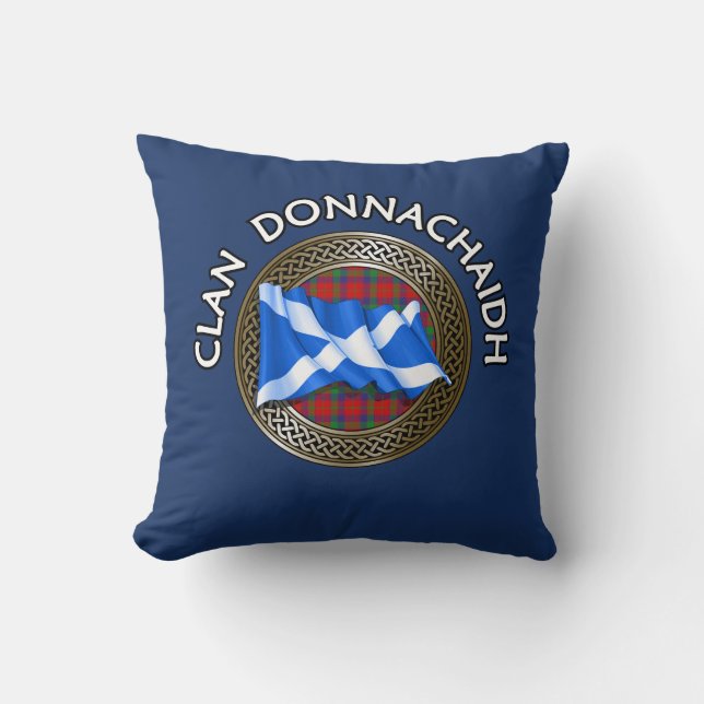 Cojín Decorativo Clan Donnachaidh | Robertson Tartan Knot & Flag (Anverso)