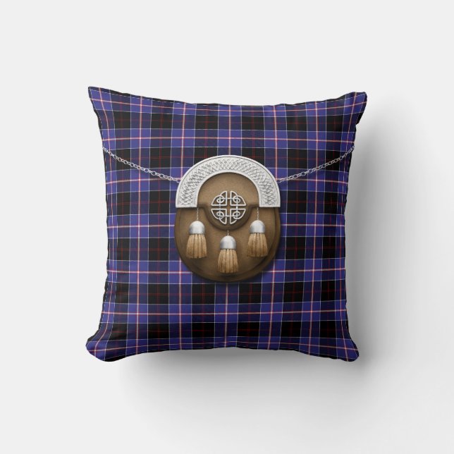 Cojín Decorativo Clan Dunlap Tartan Y Sporran (Anverso)