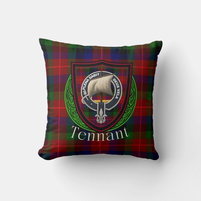 Cojín Decorativo Clan escocés inquilino Tartán y Escudo (Anverso)