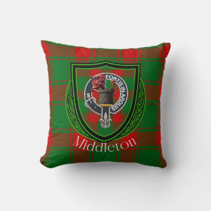 Cojín Decorativo Clan escocés Middleton Tartán y Escudo