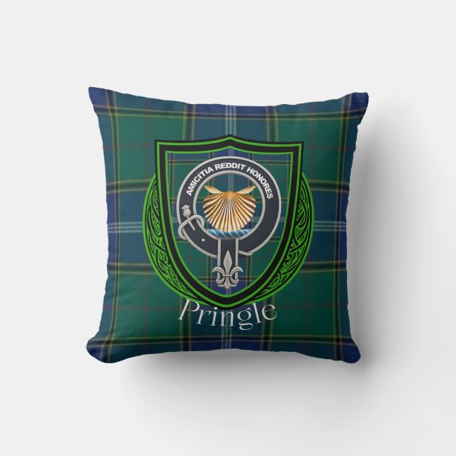 Cojín Decorativo Clan escocesa pringle Tartán y Escudo (Anverso)