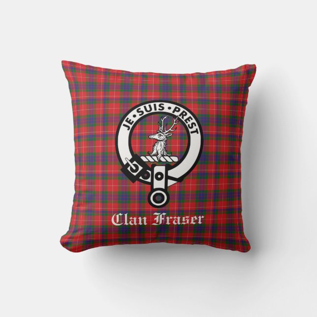 Cojín Decorativo Clan Fraser Escudo Badge & Tartán (Anverso)