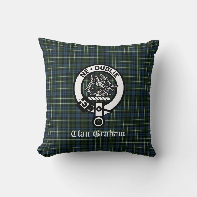 Cojín Decorativo Clan Graham Montrose Tartan & Escudo (Anverso)