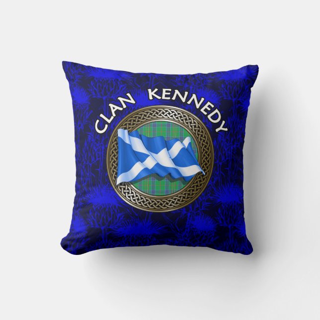 Cojín Decorativo Clan Kennedy Tartan Knot & Flag (Anverso)