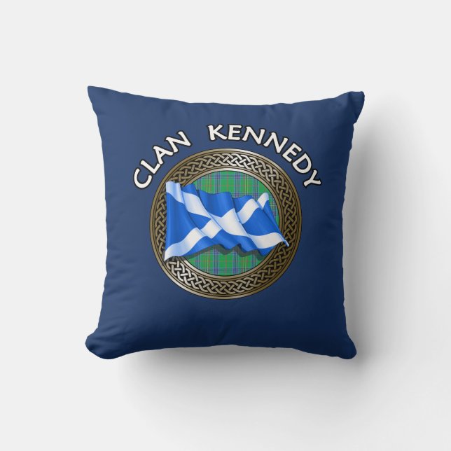 Cojín Decorativo Clan Kennedy Tartan Knot & Flag (Anverso)