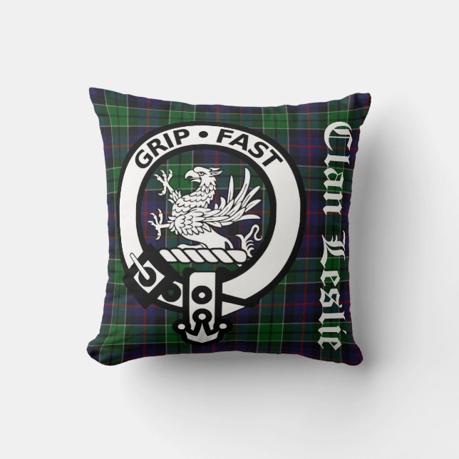 Cojín Decorativo Clan Leslie Escudo Badge & Tartan (Anverso)
