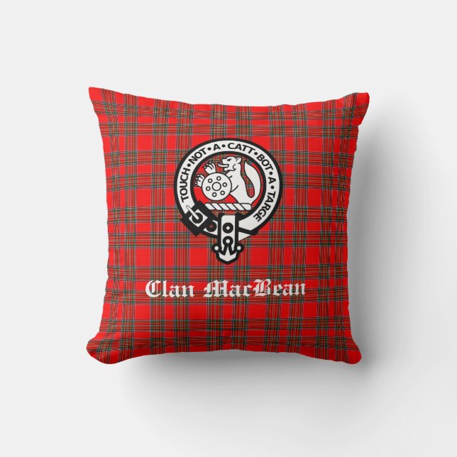 Cojín Decorativo Clan MacBean Escudo Badge & Tartán (Anverso)
