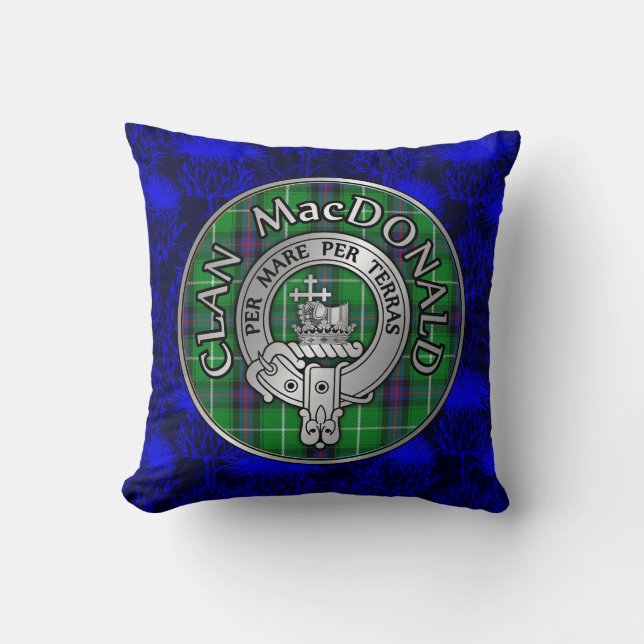 Cojín Decorativo Clan MacDonald Escudo y Tartán (Anverso)