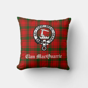 Cojín Decorativo Clan MacQuarrie Tartan y Escudo