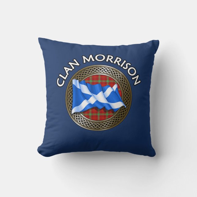 Cojín Decorativo Clan Morrison Tartan Knot & Flag (Anverso)