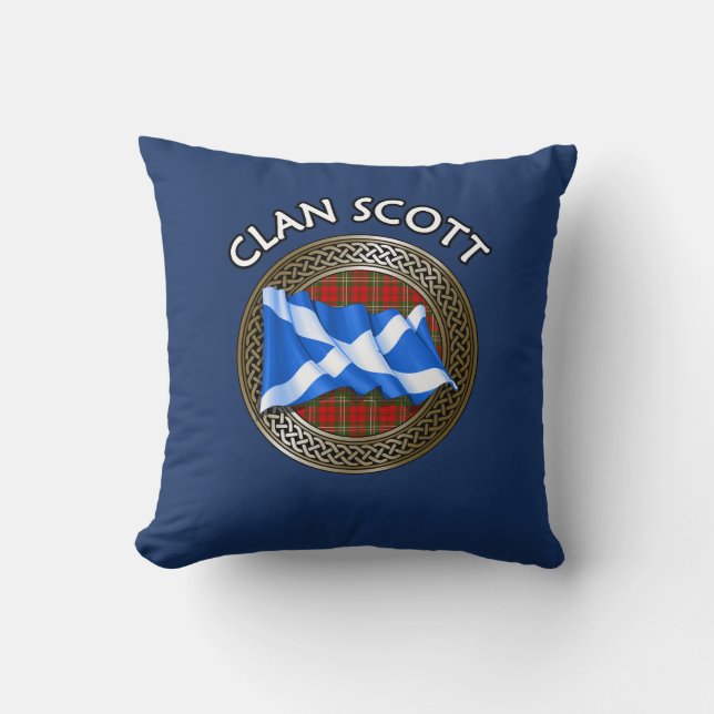 Cojín Decorativo Clan Scott Tartan Knot & Flag (Anverso)