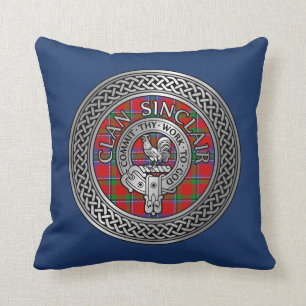 Cojín Decorativo Clan Sinclair Escudo y Tartan Knot