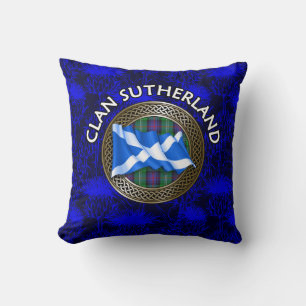 Cojín Decorativo Clan Sutherland Tartan Knot & Flag