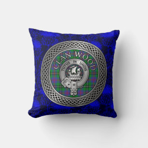 Cojín Decorativo Clan Wood Escudo y Tartan Knot