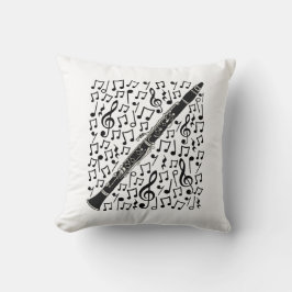 Cojín Decorativo Clarinet Musical Notes Woodwind Music Teacher