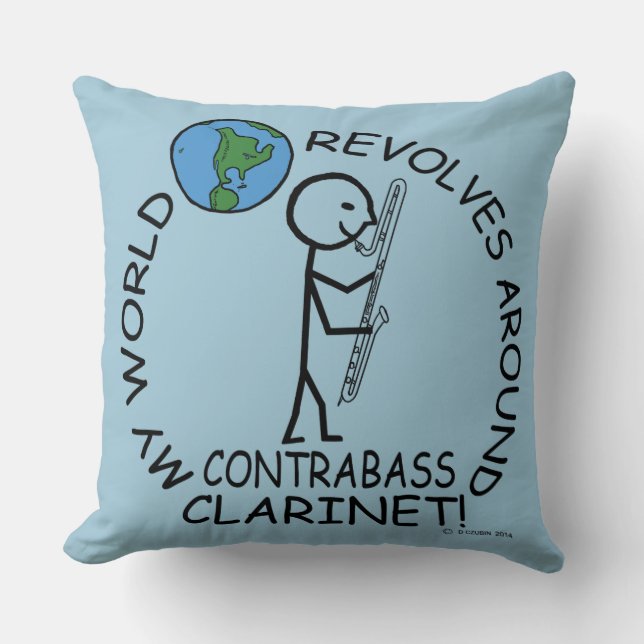Cojín Decorativo Clarinete de contrabass - El mundo gira (Anverso)
