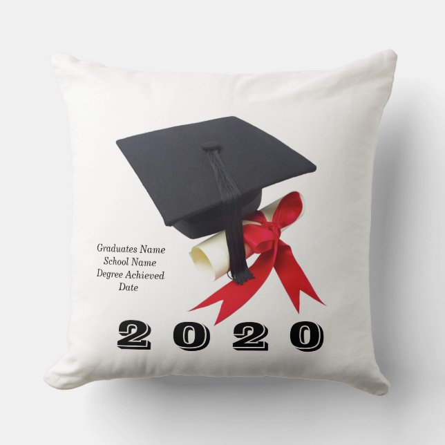 Cojín Decorativo Clase de 2020 Día de Graduación, antes de 20x20 (Anverso)