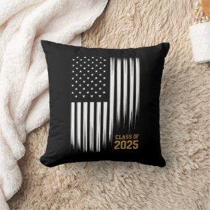 Cojín Decorativo Clase de 2025 Bandera Americana de Graduación de ú