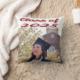 Cojín Decorativo Clase de la foto de graduación de escritura burdeo